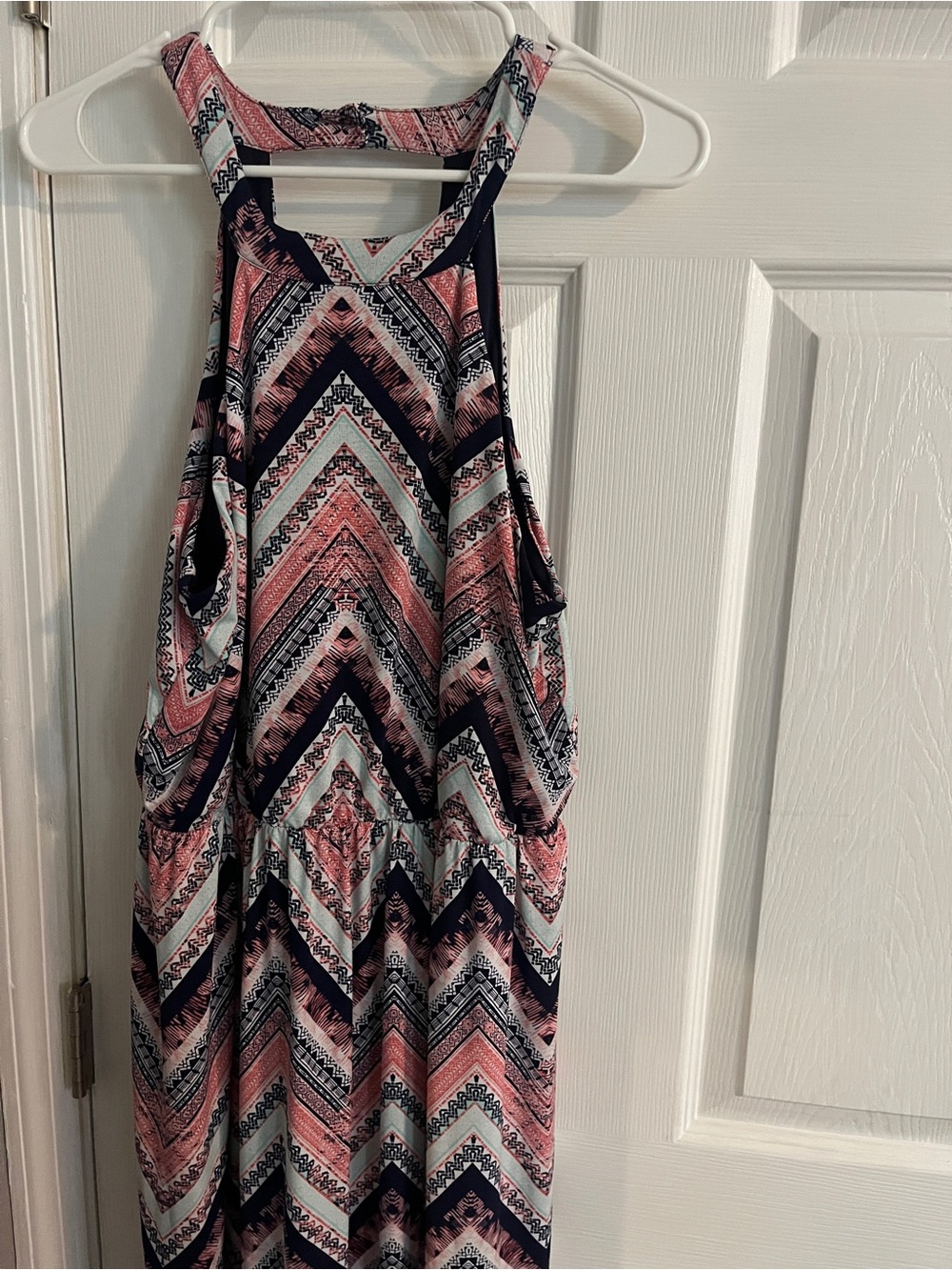 Three Hearts Navy and Pink Patterned Maxi Dress